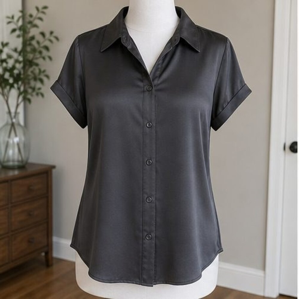 Charcoal V Neck Top